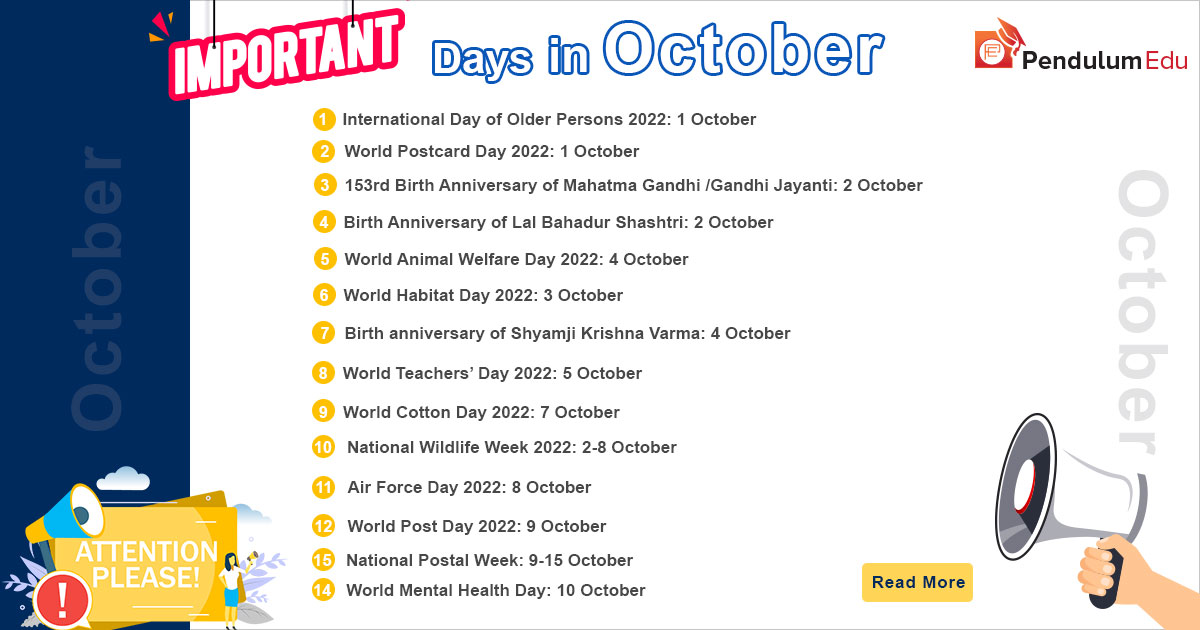 List of Important Days in October Dates, Details and Themes