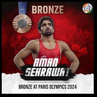 Aman Sehrawat wins bronze at Paris Olympics 2024