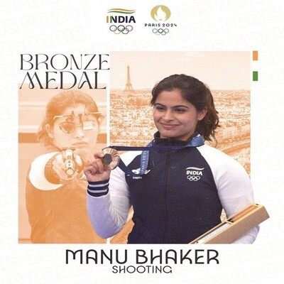 Manu Bhaker wins bronze medal at Paris Olympics 2024