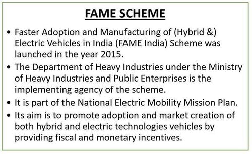 FAME scheme to promote electric mobility