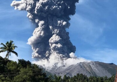 Ibu volcano on Indonesia's remote island