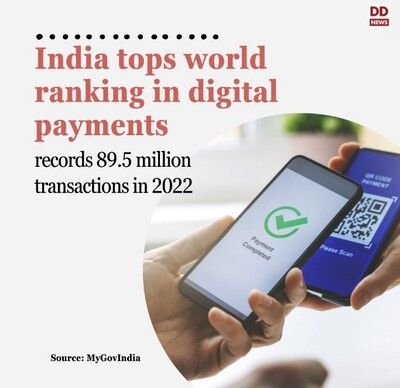 India ranked on top in digital payments 