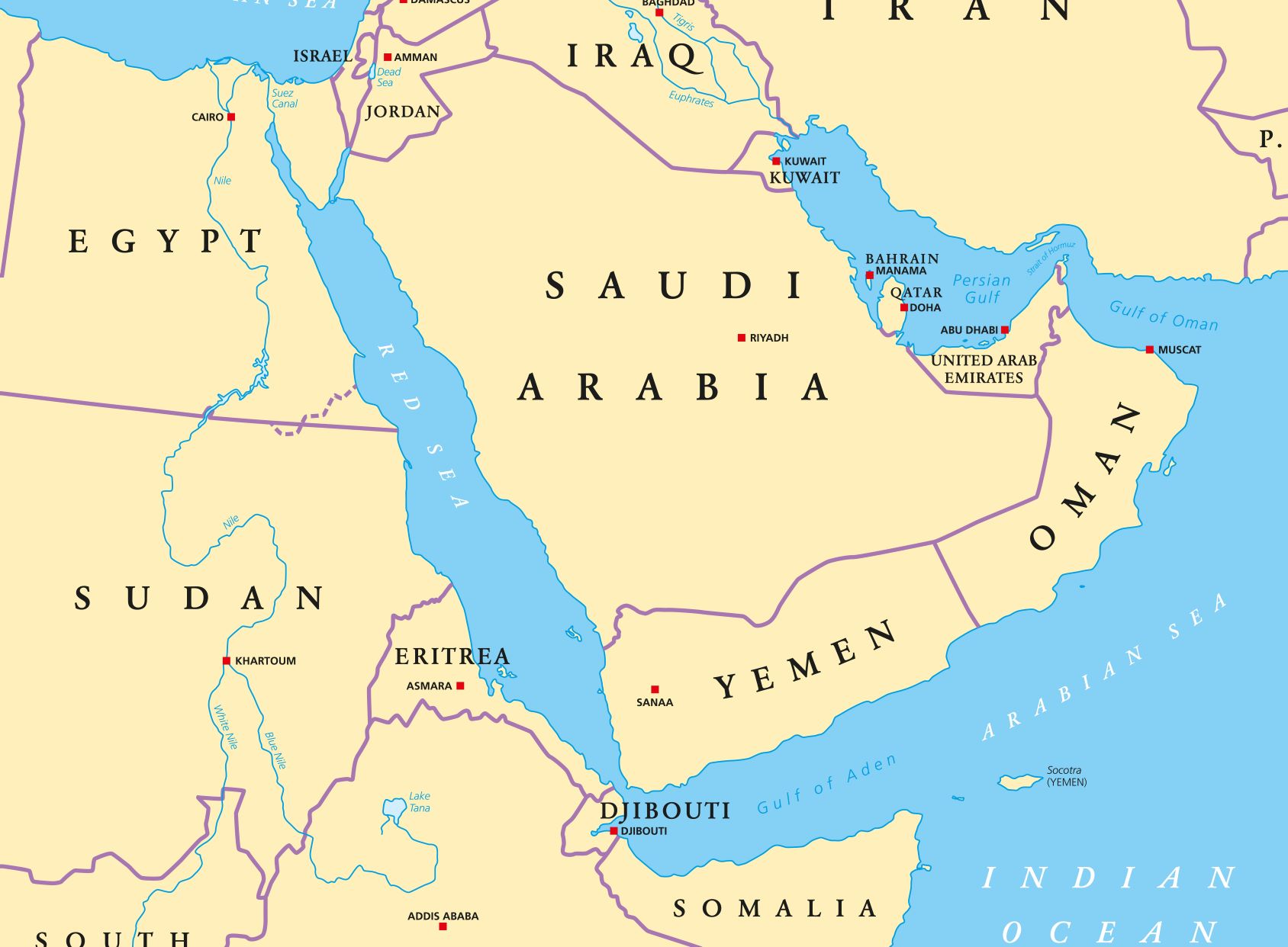 Which Countries Share Their Border With Red Sea 