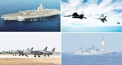 Indian naval ships and US NAVY participating in Passage Exercise