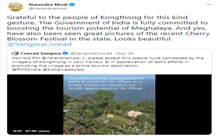 PM Modi thanked the people of Kongthong, Meghalaya